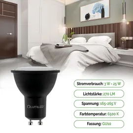 Lumiled 10x Led-lampe GU10 3W = 270lm 6500K Kaltweiß Schwarz Lumiled