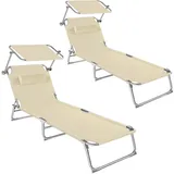 Tectake Chloé Sonnenliege 190 x 68 x 65 cm Beige