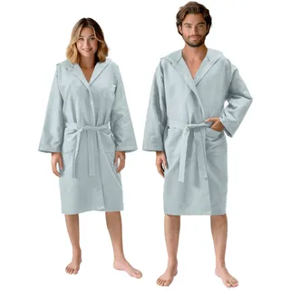 JEMIDI Bademantel Mikrofaser Bademantel für Damen und Herren Leichter dünner, Polyester grau