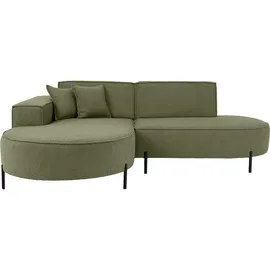 WFL GROUP Ecksofa Hana Loft 3-Sitzer Ecke Links Boucle Grün 241/80/168 cm,