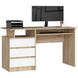 Akord Clp In Der Farbe Sonoma-eiche mit 3 Schubladen, Rechteckig,Rechteckig, 135x77x60 cm, Arbeitszimmer, Schreibtische, Computertische