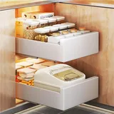 GeRRiT Teleskopschublade Ausziehbare Schublade Küche Pull Slide Out Drawer mit Griff Schrank Schubladen Küchenschrank Organizer,White-25cm