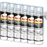 Pattex White Line PU Schaum, Montageschaum mit feiner, homogener Zellstruktur, Isolieren, Füllen und Fixieren, Weiß, 6x 500 ml