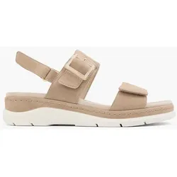 Leder Komfort Keilsandalette - Damen - beige