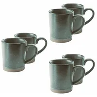 Loberon Tasse 6er Set Biarré, Handgefertigt und Glasiert, Rustikaler