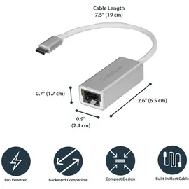 Startech StarTech.com USB-C-auf-Gigabit-Netzwerkadapter - Silber