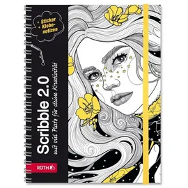 ROTH Scribble Timer 'Flower Power', Wire-O-Bindung, mit Stickern in Bunt | Gr.: onesize