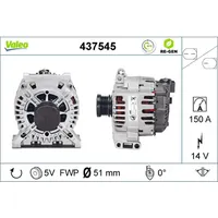 Valeo Lichtmaschine 150 A mit integriertem Regler 437545 für