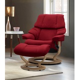 Stressless Relaxsessel STRESSLESS Reno Sessel Gr. ROHLEDER Stoff Q2 FARON, Classic Base Eiche, Relaxfunktion-Drehfunktion-PlusTMSystem-Gleitsystem, B/H/T: 75 cm x 96 cm x 75 cm, rot (red q2 faron) Lesesessel und Relaxsessel