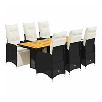 vidaXL Garten-Bistro-Set 7-tlg. Schwarz
