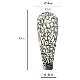 FineBuy Vase in Silber / Aluminium / 31x31x85 | Gr.: onesize