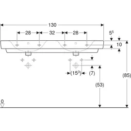 Geberit Renova Plan Doppelwaschtisch 130 x 48 cm (501710001)