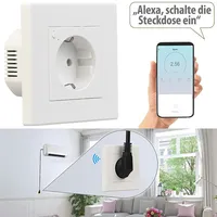 Luminea Home Control WLAN-Unterputz-Steckdose mit Stromverbrauch-Messung, App, 3.680 W