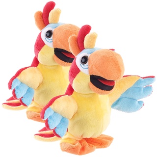 2er-Set sprechende Plüsch-Papageien mit Mikrofon, sprechen nach, 22 cm