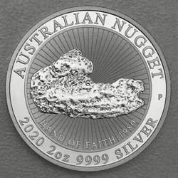 Silbermünze 2oz Nugget-Hand of Faith 2020 (Australien)