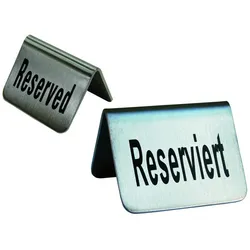 2x Tischaufsteller "Reserviert" aus Edelstahl 5.2x3.5cm