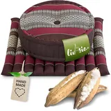livasia Meditationskissen Yogakissen Set L - Zafu Ø 38x15cm / Matte 50x50x4,5cm, Kapok, vegan, handgefertigt rot