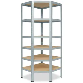 shelfplaza Eckregal Metall 200x60x30 cm silber