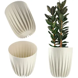 Kadax Blumentopf mit Einsatz, aus Kunststoff, rund, 14.5 cm, Creme