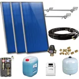 Flachkollektor Komplett Solarpaket Solaranlage Warmwasser Solar 2,03-10,15m2 : Aufständerung (Flachdach) 10m 5 Kollektoren