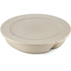 Mikrowellenteller KOZIOL "CONNECT SEPAREE", beige (sand), B:25cm H:5,8cm L:25,5cm, Kunststoff, Holz, Speiseteller, recycelbar + aus biozirkulärem Material, 1,5 Liter