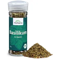 Herbaria Basilikum bio 15g Streuer – Bio Basilikumblätter getrocknet – Bio-Kräuter - Bio-Gewürz – italienische Kräuter - Premium Bio-Qualität - im praktischen Glas-Gewürzstreuer