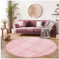 Teppich Unicolor - Einfarbig, SIMPEX24, Rund, Höhe: 30 mm, Modern Kurzflor Teppich Wohnzimmer Abstrakt Design Rosa Pflegeleicht rosa 160 cm x 160 cm x 30 mm