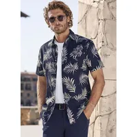 John Devin Hawaiihemd »Regular fit«, Kurzarm, Freizeithemd mit Palmenprint aus reiner Baumwolle, Gr. M (39/40) N-Gr, navy creme, , 36667206-M N-Gr