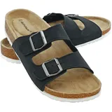 + Pantoletten Sandalen Hausschuhe Schlappen Clogs Kork Fußbett Gr.36-49 - Schwarz - 47