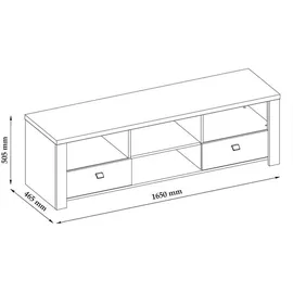 Feldmann-Wohnen Latour Lowboard 165x50x57 cm Grau/Eiche Holz