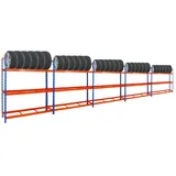 PROREGAL Mega Deal | 5X Reifenregal Tiger XL | HxBxT 200x180x45 cm | 300kg Fachlast | bis zu 105 Reifen | Blau-Orange