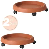 GarPet 2x Pflanzenroller Outdoor Rollbrett Pflanzen Blumentopf Untersetzer mit Rollen Pflanzenroller Rund Blumenroller 35 cm