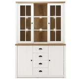 Furn.Design Buffet Seyne (Buffetschrank in Pinie weiß und Eiche hell, 130 x 198 cm) moderner Landhaus-Look weiß