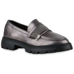 Damen Loafers in Grau Metallic