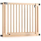 Bomi BOMI® Türschutzgitter Miko ohne Bohren 63–161 cm | Kinderschutzgitter aus Holz mit 90° Feststellfunktion - Naturbelassen