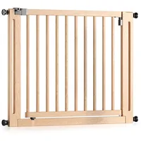 Bomi BOMI® Türschutzgitter Miko ohne Bohren 63–161 cm | Kinderschutzgitter aus Holz mit 90° Feststellfunktion - Naturbelassen