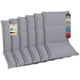 GO-DE Textil Bequeme und attraktive Polsterauflagen für Hochlehner-, Mittellehner- und Niederlehner-Gartenstühle (6er-Set, Uni Grau, Mittellehner)