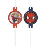 Procos 4 Strohhalme Medaillon Spiderman Fighter - Blau