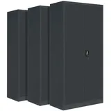 3-Pack LagerZwei Mehrzweckschrank 185x90x40cm I Metallschrank, 4 Fachböden I Aktenschrank, abschließbar I Robuster Allzweckschrank als Werkstattschrank & Büroschrank I Stahlschrank anthrazit
