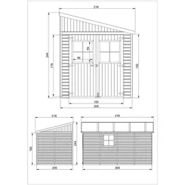 TIMBELA Anbau-Gartenhaus M340A 4 x 2,16 m Beige