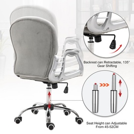 Homcom Ergonomischer Bürostuhl, Chefsessel, Gepolsterte Rückenlehne, grau 59,5 x 60,5 95-105 cm