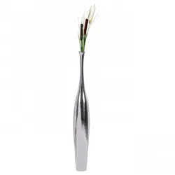 Kadima Design Elegante Aluminium Blumenvase - 100 cm, Silber, Zeitloses Design, Handgefertigt. 13x13x100 cm