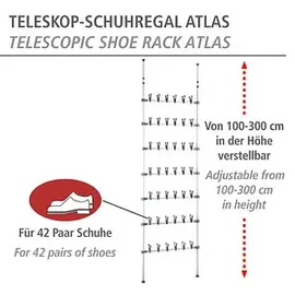 Wenko Teleskop-Schuhregal Atlas weiß 68,5 x 8,5 x 100,0 - 300,0 cm