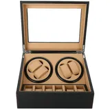 WindWilder Automatische Uhrenbeweger Box, Luxuriöser automatischer Uhrenwender Uhrenvitrine für Automatikuhren, Watch Winder Box mit 4 Uhrenbewe + 6 Uhren, Drehen Mute Uhrenbeweger Display Box