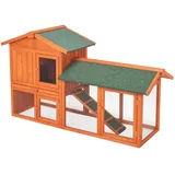LEADZM Kaninchenstall,hasenstall draußen Winterfest,Hühnerstall aus Holz,L156 x B52 x H68 cm,Kleintiergehege & Käfige für draußen,Orange