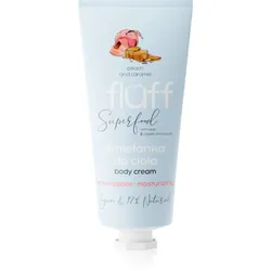 Fluff Superfood Peach & Caramel hydratisierende Körpercreme Aloe & Sweet Almond Oil 150 ml