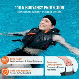 Vevor Schwimmweste Wassersport Schwarz XL