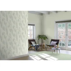 Rasch Textil Vliestapete Wellen 53 cm x 1005 cm 10 m Grün/Cremeweiss 486230