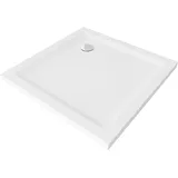 Mexen Flat quadratische Duschwanne slim 100 x 100 cm, weiß, Ablauf chrom - 40101010