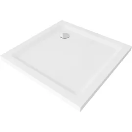 Mexen Flat quadratische Duschwanne slim 100 x 100 cm, weiß, Ablauf chrom - 40101010